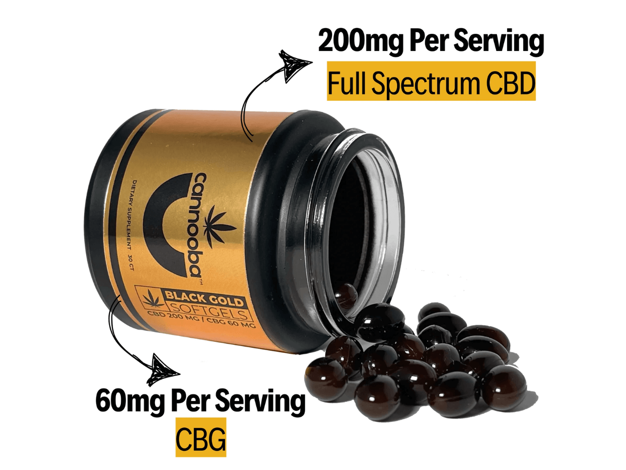 CBD 200mg/CBG 60mg per Serving, 30 Softgels | Black Gold Ultra Full Spectrum Hemp CBD