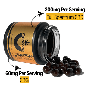 Black Gold Ultra 200mg CBD/60mg CBG Per Serving, 30 Softgels (Full Spectrum Hemp CBD)